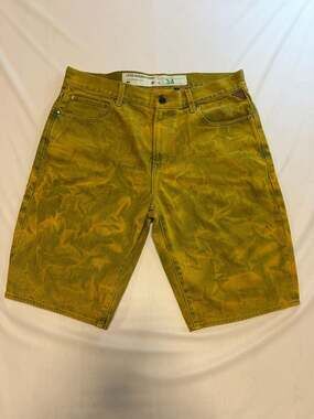 LRG True Straight Dirty Mustard Acid Wash Denim Shorts Size 34